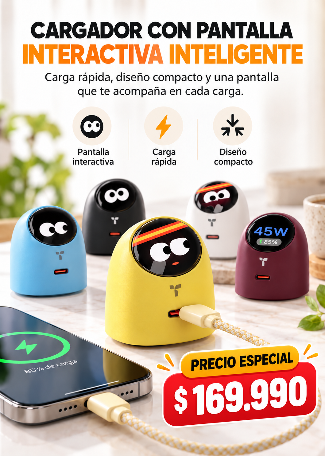 CARGADOR CON PANTALLA INTERACTIVA INTELIGENTE