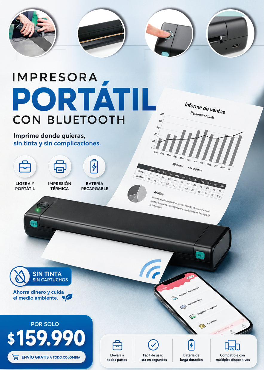 IMPRESORA PORTÁTIL CON BLUETOOTH PRYNTO