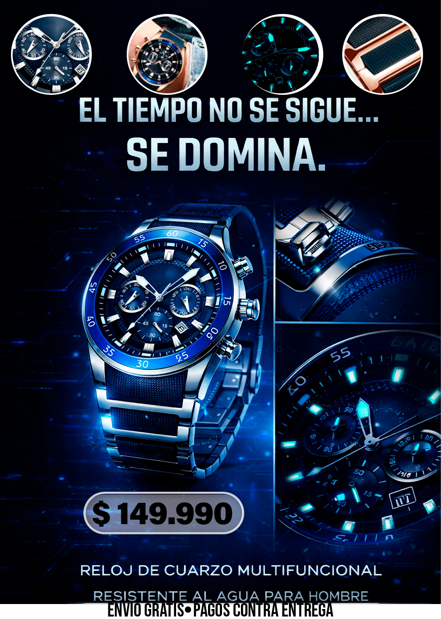 RELOJ DE CUARZO MULTIFUNCIONAL RESISTENTE AL AGUA PARA HOMBRE