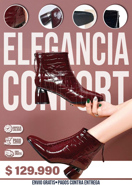 BOTAS CORTAS DE CHAROL PARA MUJER