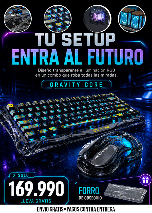 COMBO GAMER TRANSPARENTE RGB
