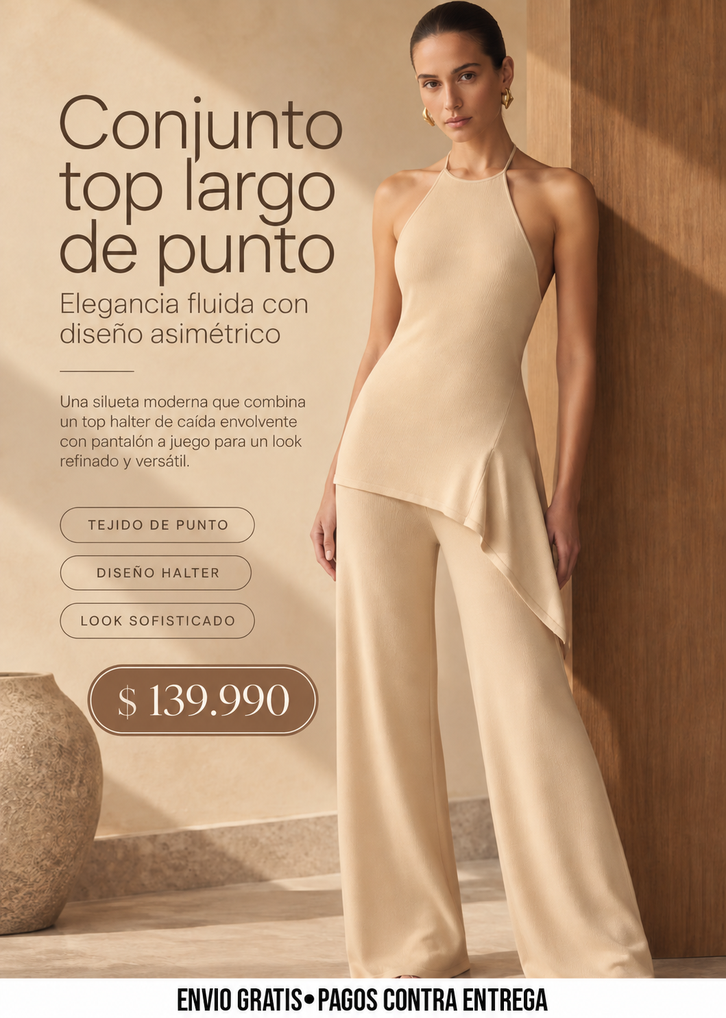 CONJUNTO TOP LARGO DE PUNTO