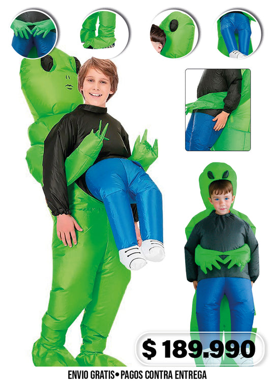 DISFRAZ INFLABLE OVNI VERDE CARGADOR