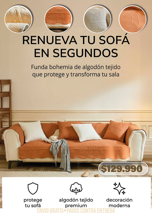FUNDA DE SOFÁ BOHEMIA DE ALGODÓN TEJIDO