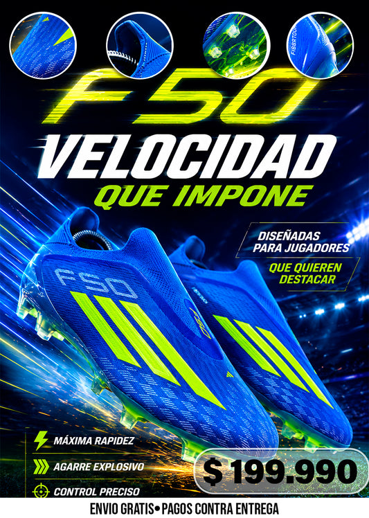 GUAYOS F50 AZULES CON VERDE NEÓN
