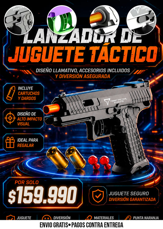 LANZADOR DE JUGUETE TÁCTICO CON ACCESORIOS