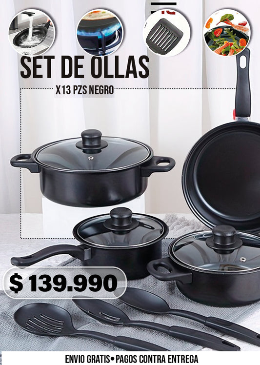 SET DE OLLAS X13 PZS NEGRO
